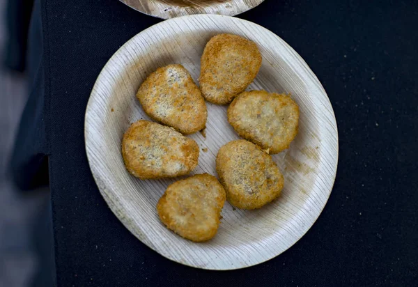 Pane Formaggio Fritto Colore Marrone Piatto — Foto Stock