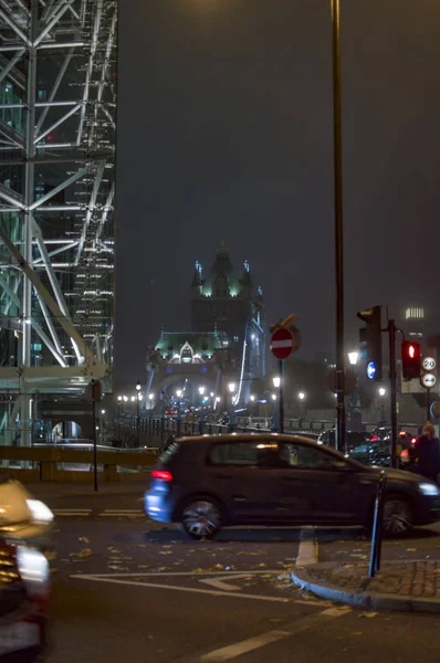 Lonon Tower Bridge Background Tower Hill Road Night — Stock Photo, Image
