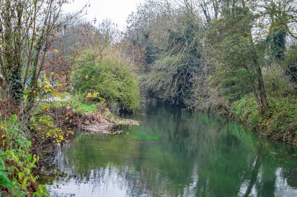 Kent'in Canterbury kasabasındaki küçük nehir ve kanal — Stok fotoğraf
