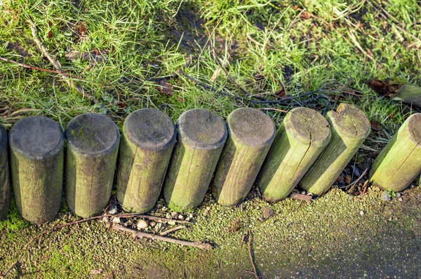 Batas kayu log di taman uk — Stok Foto