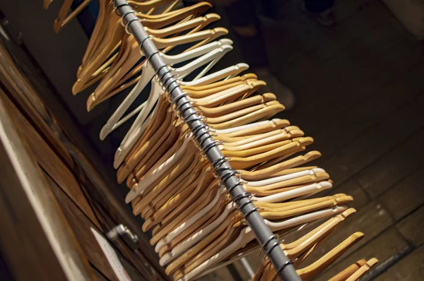 The cloth hangers on the road of metal — Stock Photo, Image