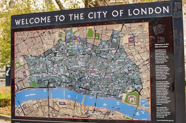 Mapa de la ciudad de Londres impreso en piedra —  Fotos de Stock