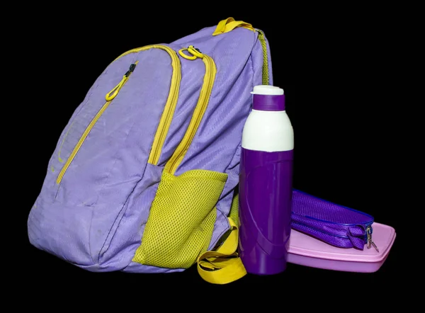Skolväska flaska och Lunchbox för tillbaka till skolan Concept — Stockfoto