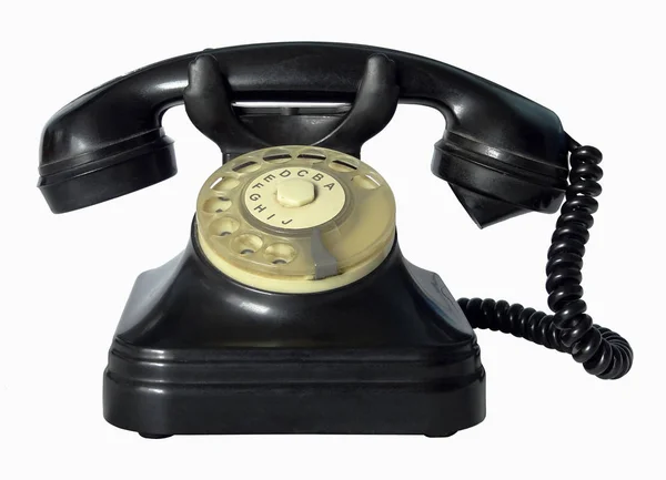 Vintage Svart Bakelit Telefon Isolerad Vit — Stockfoto