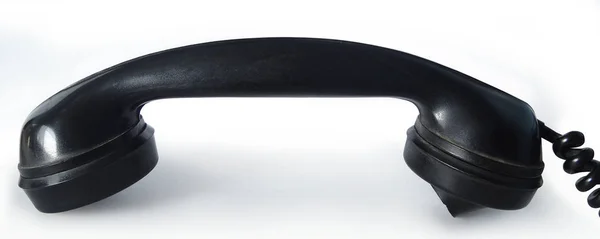 Old Fashion Phone Black Handset Isolated White — Stock Photo, Image