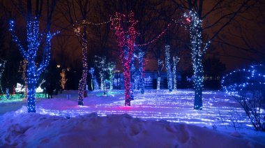 Ağaçlar parlayan Noel Işık dekorasyon