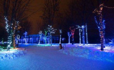 Ağaçlar parlayan Noel Işık dekorasyon