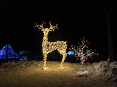Geyik parlayan Noel Işık dekorasyon