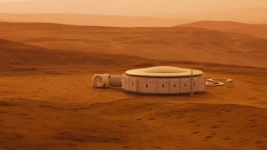 Kamera sinek olmak kurmak bir mars yüzeyinde Bankası yukarıda