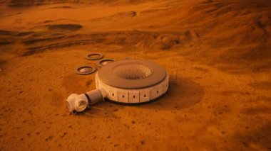 Kamera sinek olmak kurmak bir mars yüzeyinde Bankası yukarıda