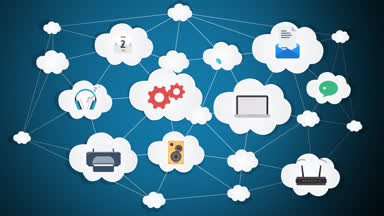 Bağlantı diyagramı üzerinde mavi arka plan bulut