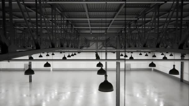 大規模な近代的な空の倉庫の内部 — ストック動画