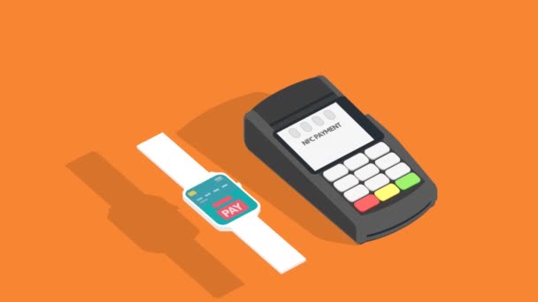 Smart Cashless Mobile Payment Konzept — Stockvideo