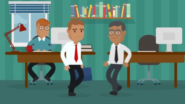 Επιχειρησιακούς Ανθρώπους Κουνώντας Χέρια Μπροστά Επιχειρηματίας Που Εργάζεται Στο Γραφείο — Αρχείο Βίντεο