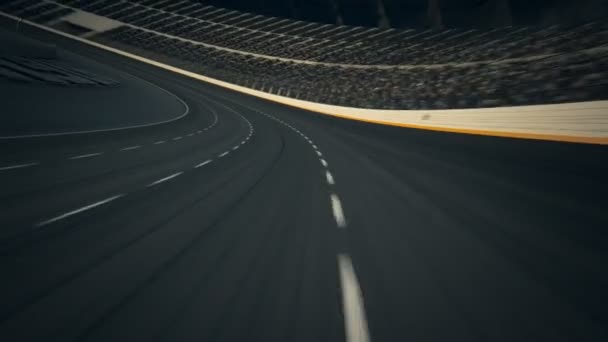 赛车沿着曲线跑道超速行驶 — 图库视频影像