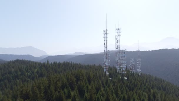 Camera Moving Antenna Tower Complex — Stock Video