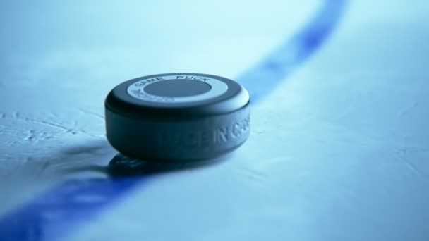 Stock Trifft Den Eishockey Puck — Stockvideo