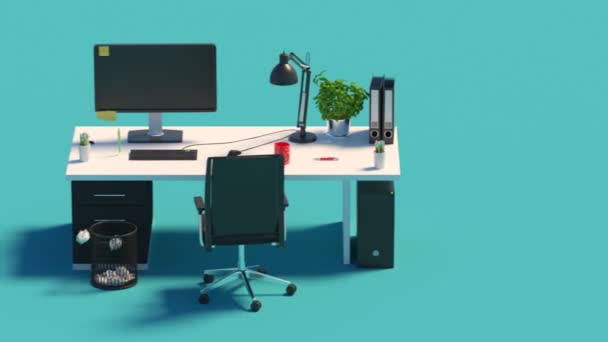 Modern Ofis Masası Renkli Arka Plan Dönüştürme — Stok video