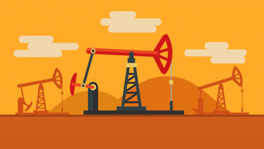 Yağ pompaları batımında görünümünü siluet