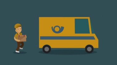 Servis kurye teslimatçı bir parsel içinde kamyon yerleştirme