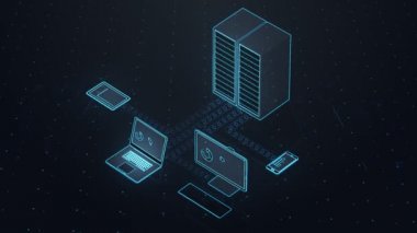 Mavi ışık elektronik cihazlar büyük veri sunucuya bağlı