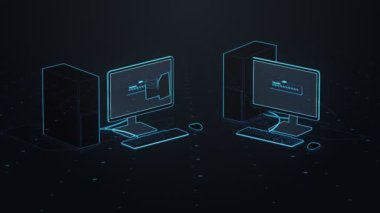 Siyah arka plan üzerine Pc arasında dosya aktarma