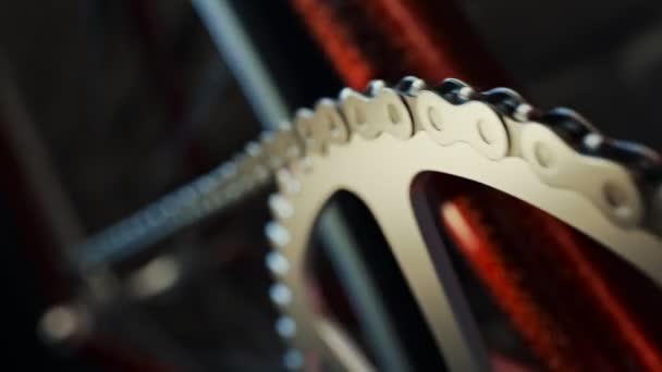 Циклічний Велосипедний Ланцюг Крупним Планом — стокове відео