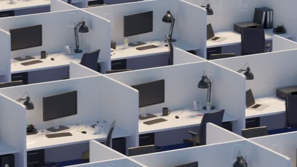 现代办公用椅和电脑的大角度视图 — 图库视频影像