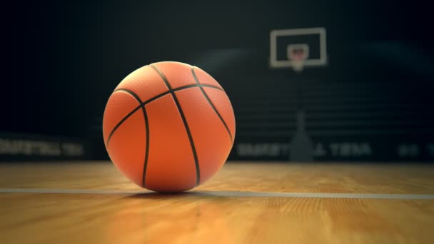 Caméra Panoramique Sur Basketball Sur Terrain — Video