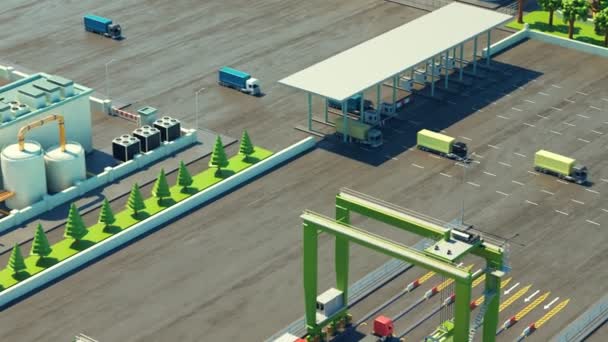 Animatie Van Een Drukke Maritieme Containerterminal — Stockvideo