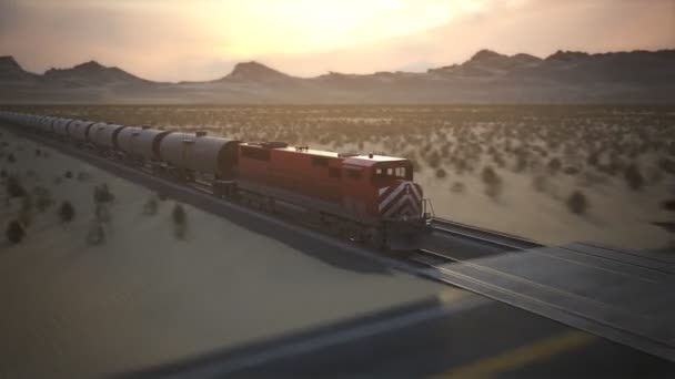 Locomotiva Com Petroleiros Passando Por Uma Travessia Ferroviária — Vídeo de Stock