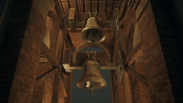 Traditionele Oude Bells Rinkelen Toren Van Een Kerk — Stockvideo