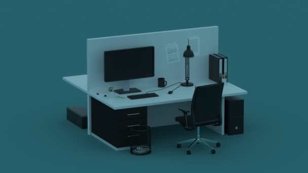 现代办公桌对有色背景的改造 — 图库视频影像