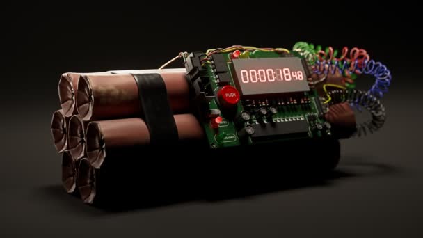 Odliczanie Wybuchowy Tnt Bomba Zegar Cyfrowy — Wideo stockowe