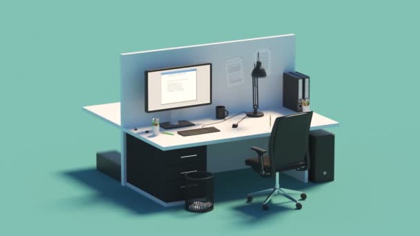 Modern Ofis Masası Renkli Background Error Karşı Dönüşümü — Stok video