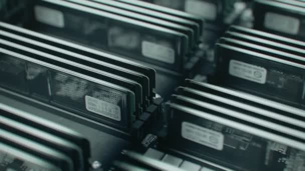 Loopable Tiro Tarjetas Memoria Ram Una Fila — Vídeo de stock