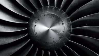 İplik jet motoru açık fan closeup çekim. Cfm56