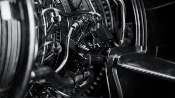 Fechar Detalhes Dentro Motor Jato Cfm56 — Vídeo de Stock