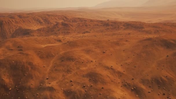 Fotoaparát Létat Nad Povrchem Marsian Ukazující Rover Cestování — Stock video