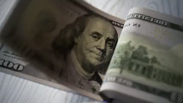 Close Shot Counting 100 Dolar Bills — Stock Video