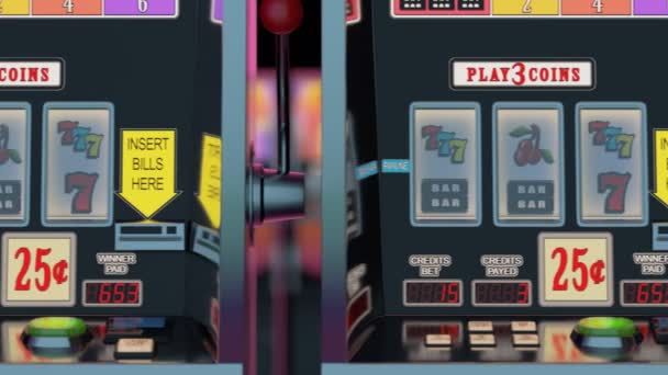 Schlupfloch Bei Spielautomaten Hintereinander — Stockvideo
