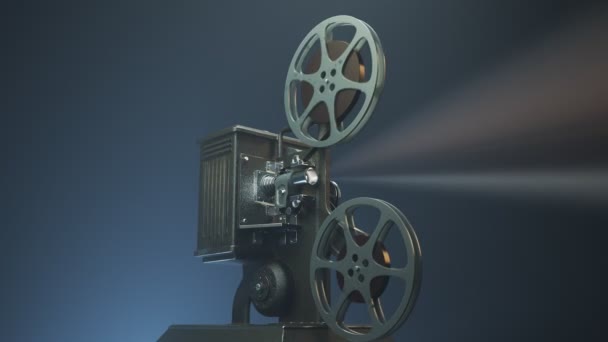 Oude Vintage Projector Wordt Opgestart Camera Langzaam Draaien — Stockvideo
