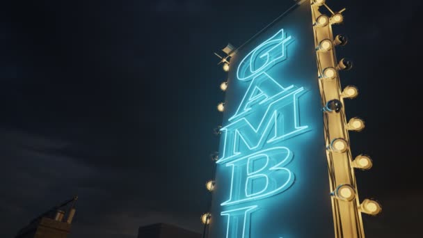 Glowing Casino Sign Night — Stock Video