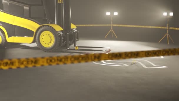 Ambar Suç Mahalli Vücut Anahat Forklift Altında Görünür Yukarı Pedestaling — Stok video
