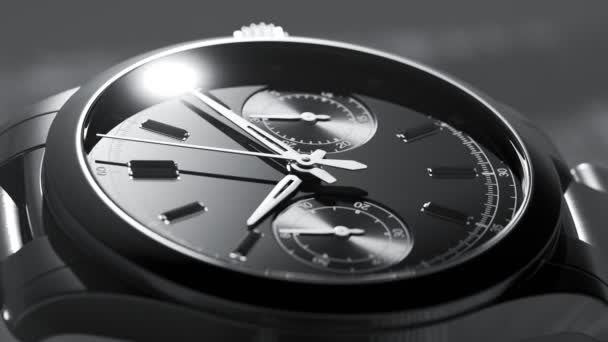 Gros Plan Montre Luxe Belle Horloge Mécanique Acier Inoxydable — Video