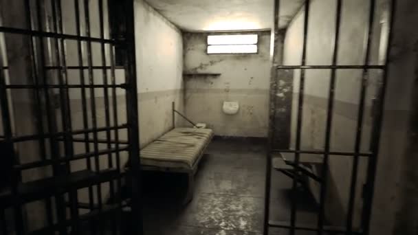 Gevangene Cel Invoert Deuren Sluiten — Stockvideo