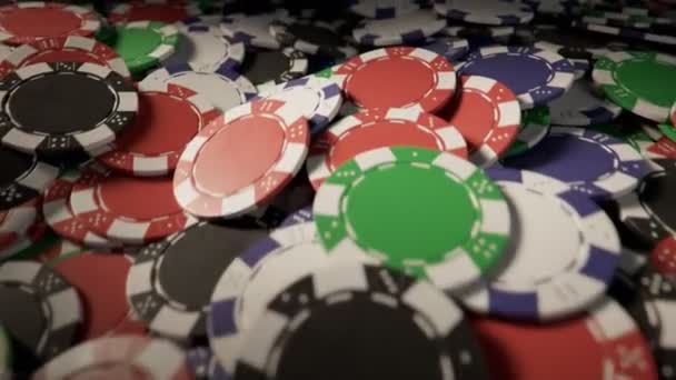Loopable Tiro Fichas Casino Una Pila — Vídeos de Stock
