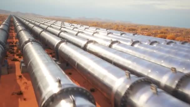 Pipeline Traversant Prairie Caméra Déplace Vers Haut Montrant Neuf Flux — Video