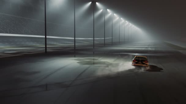 Burnout Carro Corrida Pista Corrida Fumaça Grossa Pneus Queimados Queimamento — Vídeo de Stock