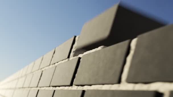 Brick Wall Made Out Clinker Bricks Being Build Endless Animation — Stock Video